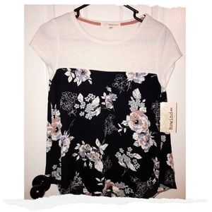 Navy Floral Top
